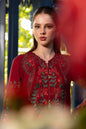 Dhanak Embroidered 3pc Article with Dhanak Shawl Red Color