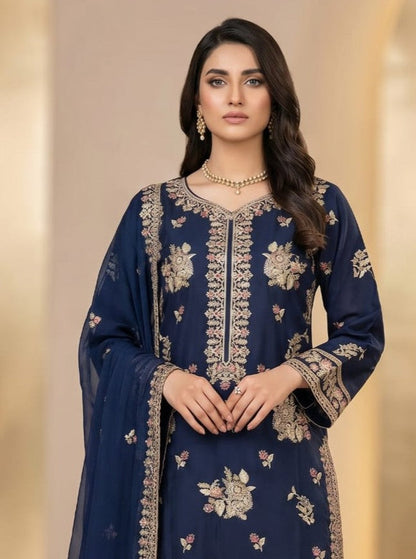 Ethnic blue silk 2pc luxury