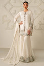Silk Embroidered 3pc Article Off White color Chiffon Dupatta