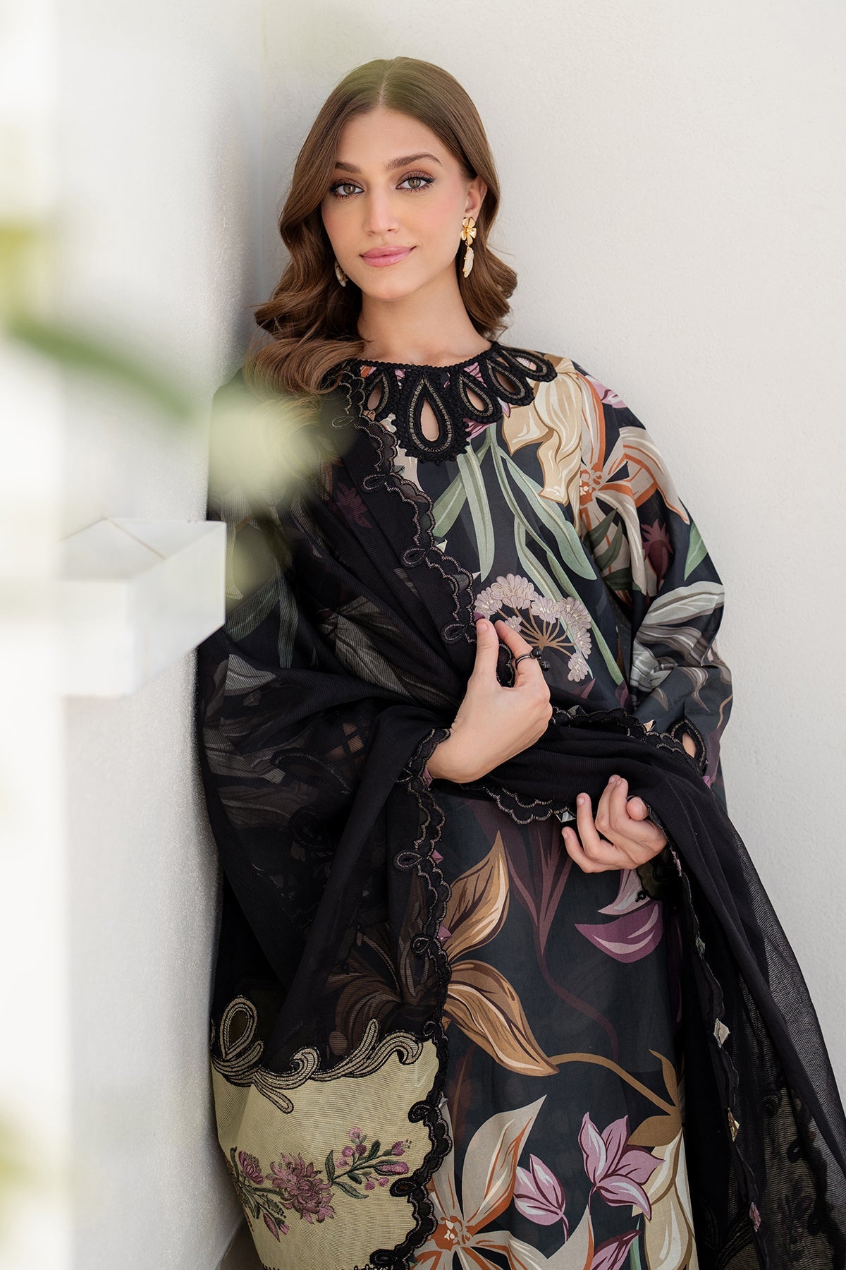 Baroque Embroidered Printed 3 Pc with Patches