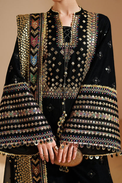 Jazmin Luxury Velvet with 9mm Sequence and Bamber Chiffon Duppata with 4 sided Heavy Patch