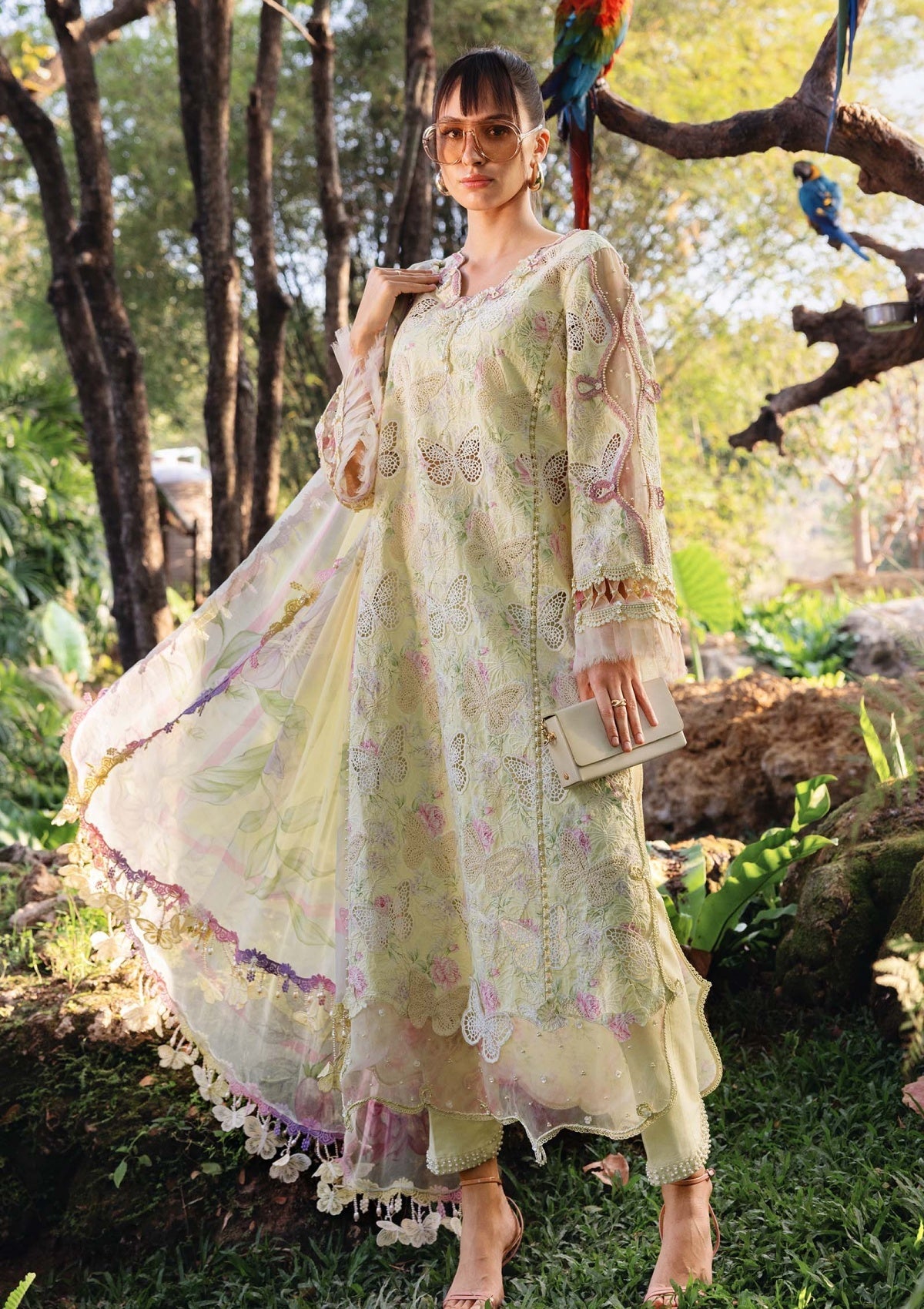 Maria B. Luxury Butterfly Print with embroidery