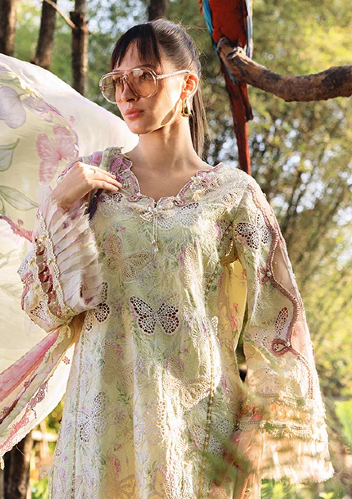Maria B. Luxury Butterfly Print with embroidery