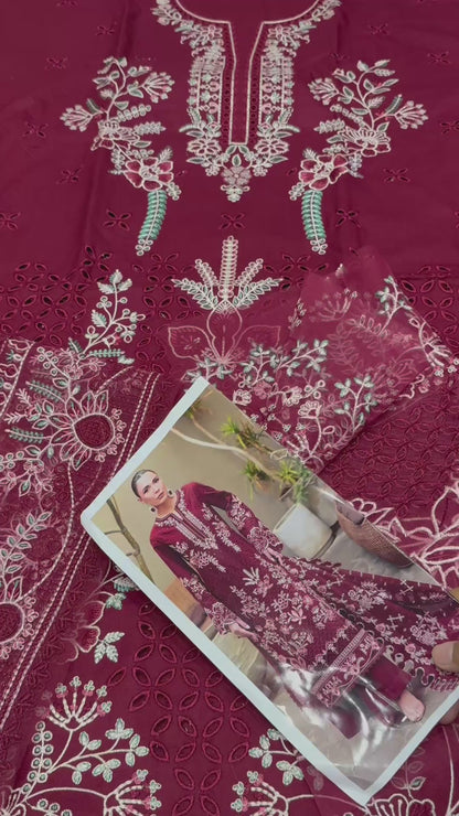 Dhanak Embroidered 3pc Luxury Article Marina AKS