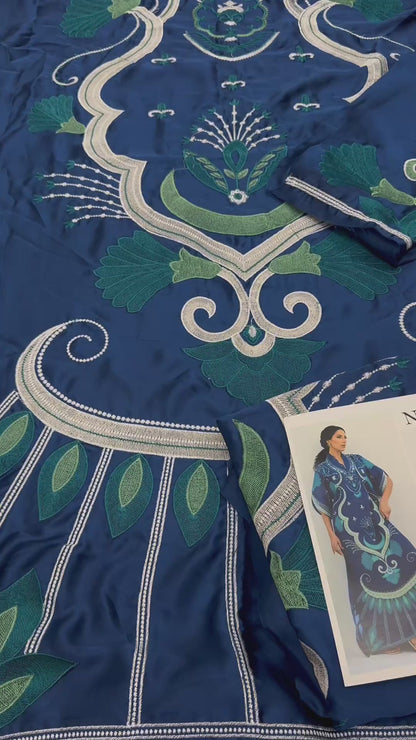 Silk New Designer Dress Luxury 2pc Embroidered Article Bottom Peacock
