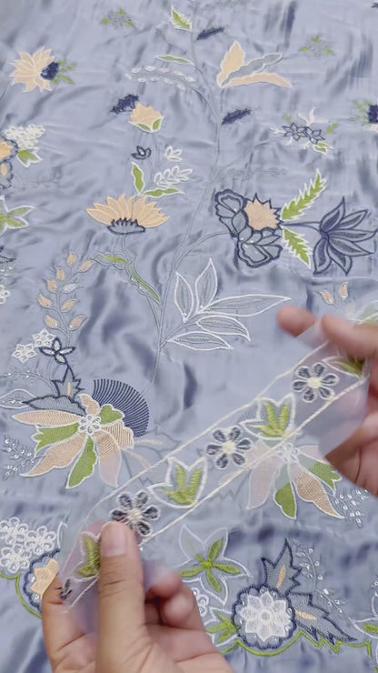 Silk Embroidered 2pc Article Sky Blue Color