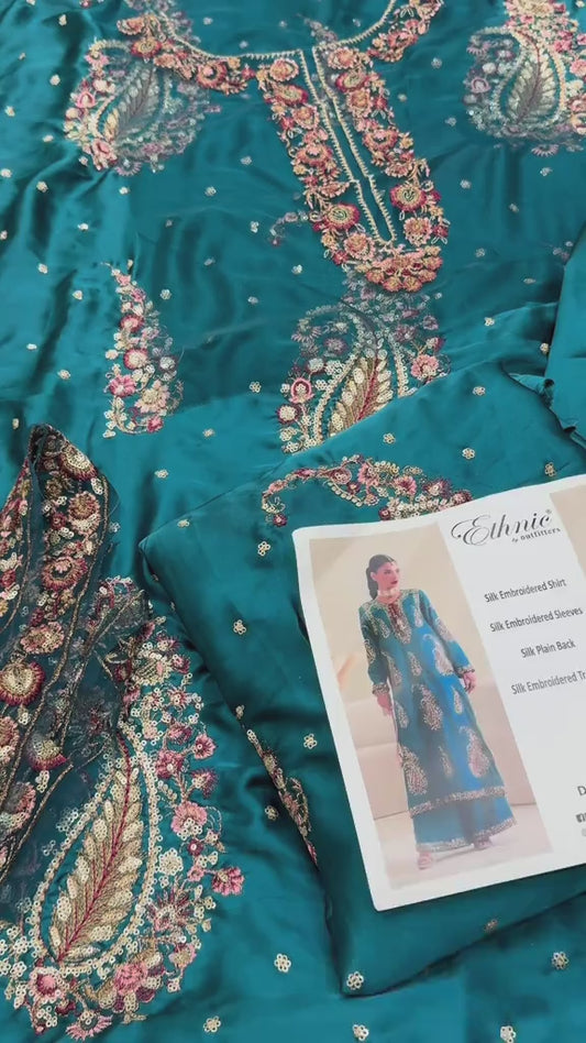 Silk Embroidered 2pc Article zinc colour Cary design