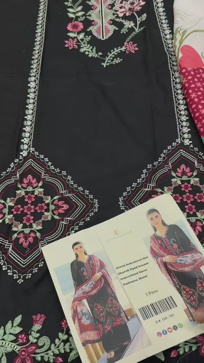 Dhanak Embroidered 3pc Luxury Article