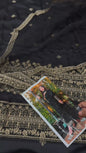 Silk Embroidered 3pc Article Black Color Net Dupatta Four Side Ready