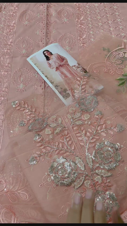 Lawn Embroidered Luxury 3pc Article With Khaddi Net Dupatta MB
