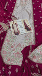 Silk Embroidered Luxury 2pc Article Round Maroon