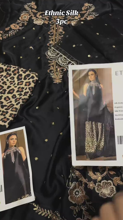 Ethnic Black Silk 3pc D #111-202