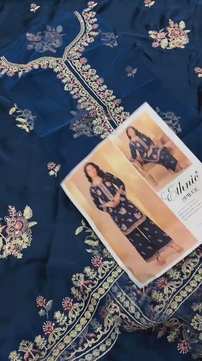 Ethnic blue silk 2pc luxury