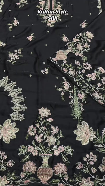 Ethnc silk Black kaftan style 2pc article