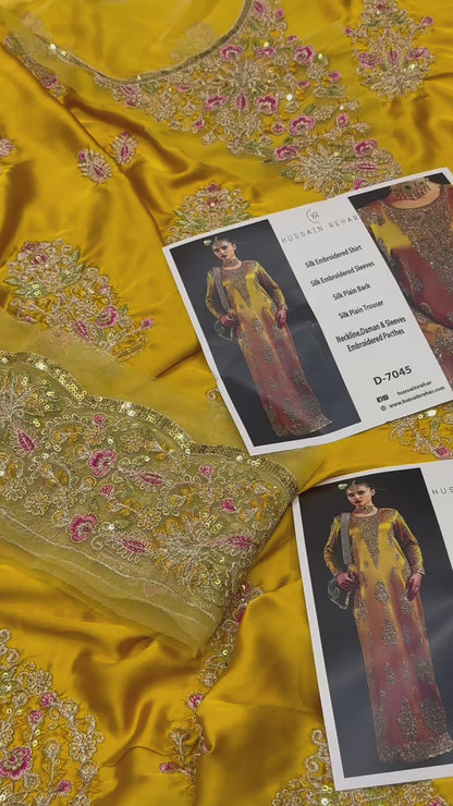 Silk Embroidered 2pc Article Mustard color D-7045