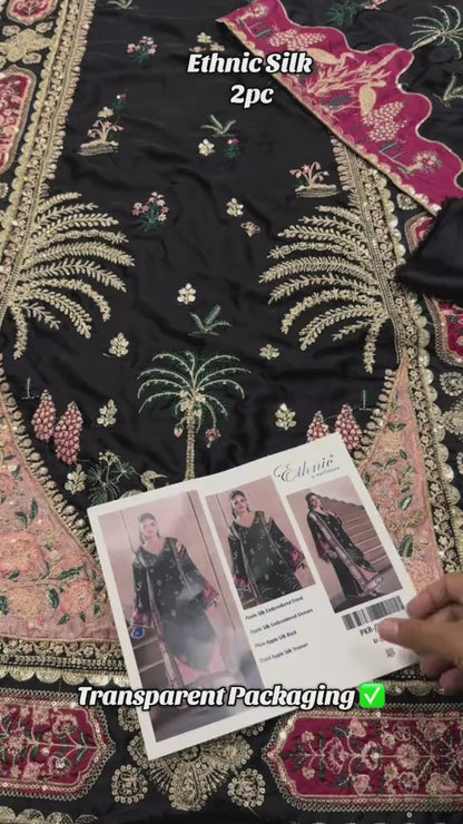 Luxury Embroidered Silk 2pc D-2001 Black