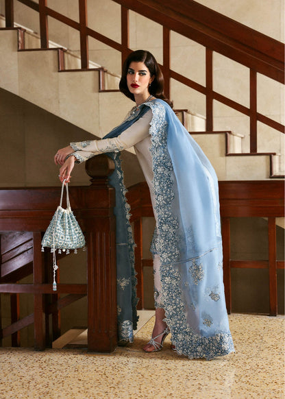 Hussain Rehar Shamos Handmade Embroidered Luxury Silk 3pc