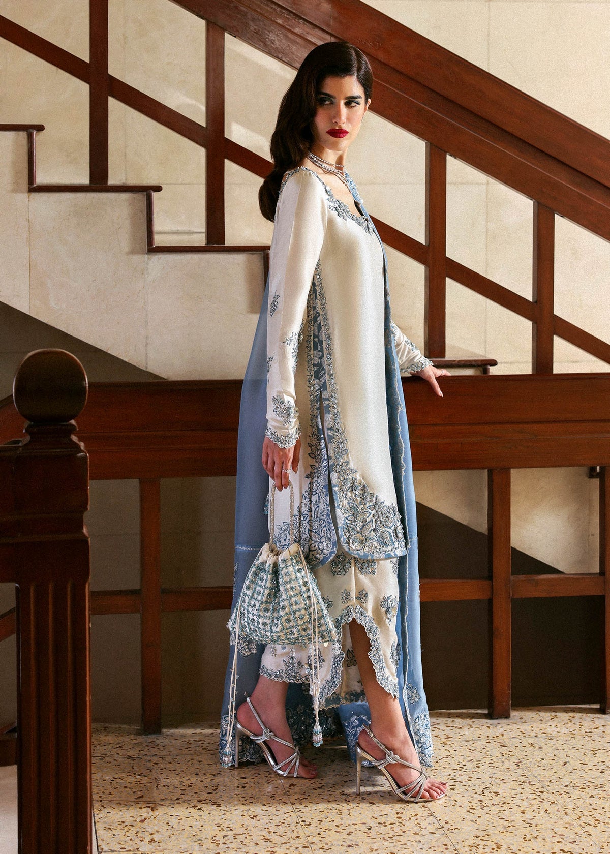 Hussain Rehar Shamos Handmade Embroidered Luxury Silk 3pc