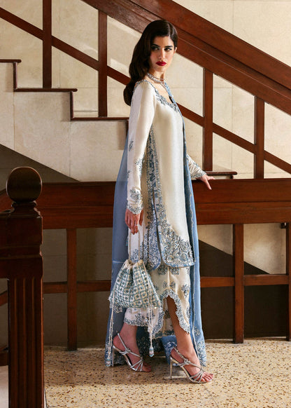 Hussain Rehar Shamos Handmade Embroidered Luxury Silk 3pc