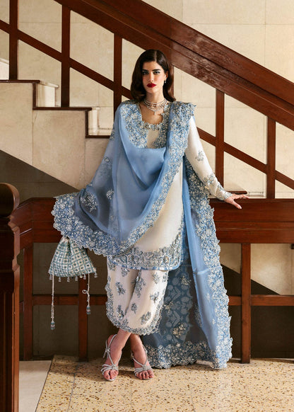 Hussain Rehar Shamos Handmade Embroidered Luxury Silk 3pc
